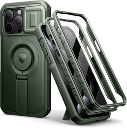 Etui pancerne do iPhone 15 Pro Max, Dexnor CamProtect MagSafe, zielone (Dwie ramki)