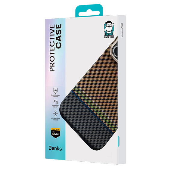 Etui BENKS Kevlar Magnetic Armor Pro Prestige 600D Y065 do MagSafe z aktywnym przyciskiem do iPhone 16 Pro