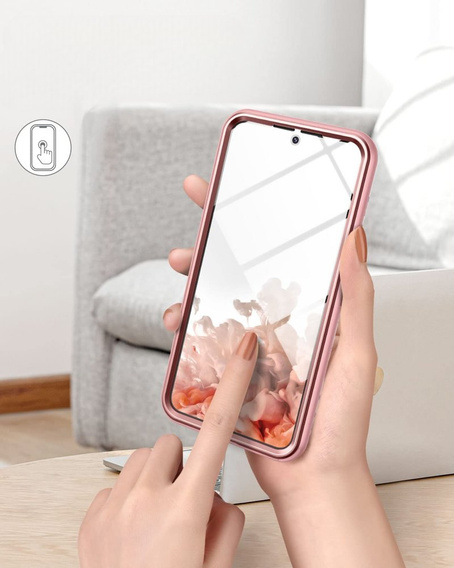 Etui do Samsung Galaxy S22, Suritch Full Body Marble, różowe