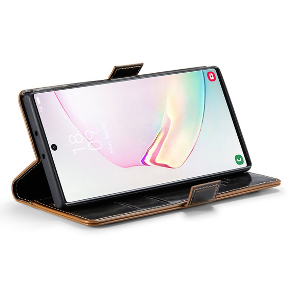 Etui z klapką CASEME do Samsung Galaxy Note 10 Plus, Waxy Textured, kawowe