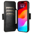 Etui z klapką 2w1 do iPhone 17 Pro, SUTENI, do MagSafe, czarne