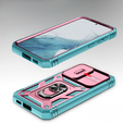 Etui pancerne do Samsung Galaxy S23, CamShield Slide, różowe / zielone