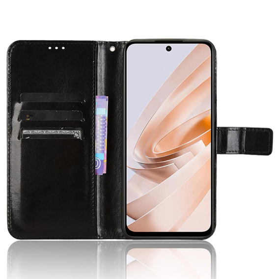 Etui z klapką do Xiaomi Redmi 13, Crazy Horse Wallet, czarne