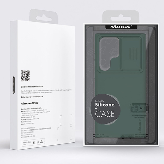 Etui NILLKIN do Samsung Galaxy S23 Ultra, Silicone CamShield Case do MagSafe, zielone