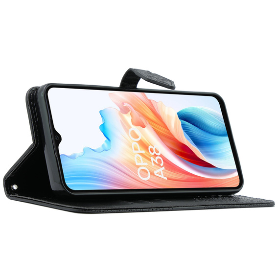 Etui z klapką do Oppo A38 4G / Oppo A18 4G, Mandala, czarne
