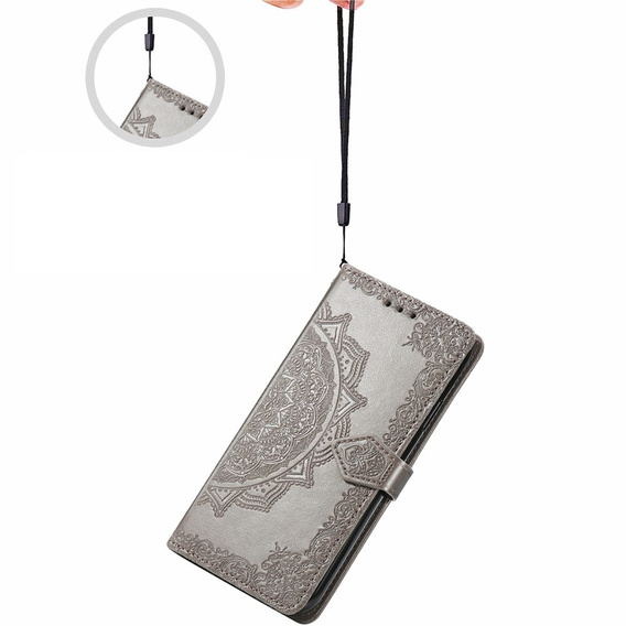 Etui z klapką do Motorola Moto G24 / G24 Power / G04, Mandala, szare