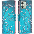 Etui z klapką do Motorola Moto G54 5G, Wallet, Sakura niebieskie