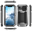 Etui pancerne do iPhone 16E, R-JUST, z ruchomą przesłoną aparatu, srebrne