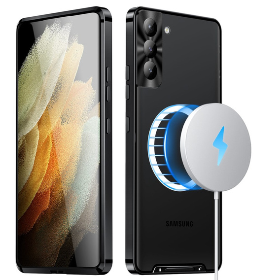 Etui z ochroną aparatu do Samsung Galaxy S21 FE 5G, CamShield MagSafe, przezroczyste / czarne