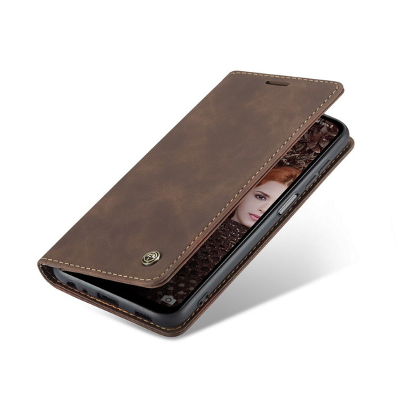 Etui CASEME do Samsung Galaxy A12 / M12 / A12 2021, Leather Wallet Case, kawowe