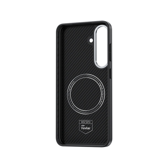 Etui BENKS Kevlar Armor PRO do Samsung Galaxy S25, Carbon Fiber 600D A043, do MagSafe, czarne