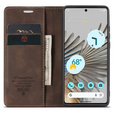 Etui CASEME do Google Pixel 7 Pro, Leather Wallet Case, brązowe