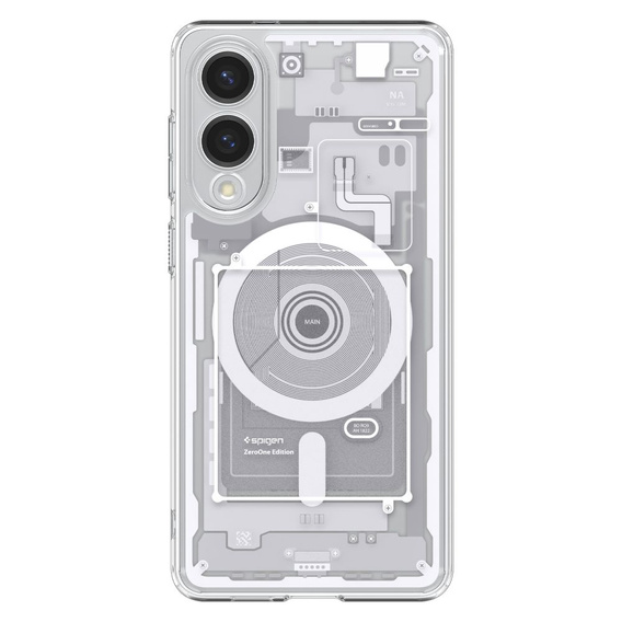 Etui Spigen do Samsung Galaxy S25 Edge,  MagSafe Ultra Hybrid, Zero One, białe + Szkło Hartowane 9H