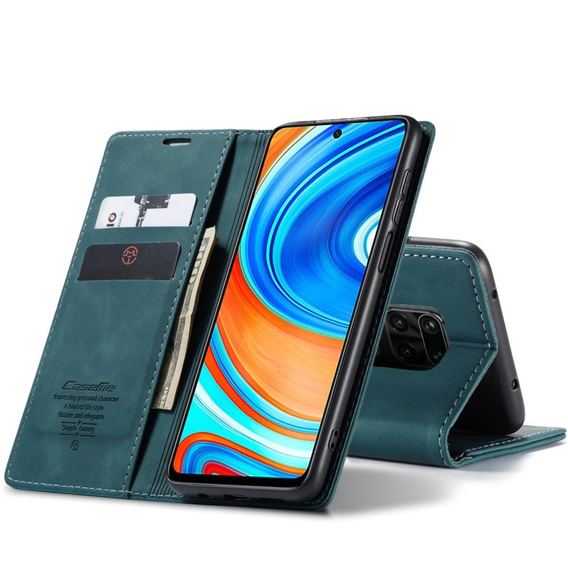 Etui CASEME do Xiaomi do Redmi Note 9s / 9 Pro, Leather Wallet Case, niebieskie