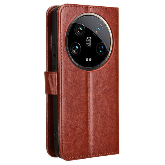 Etui z klapką do Xiaomi 14 Ultra, Crazy Horse Wallet, brązowe