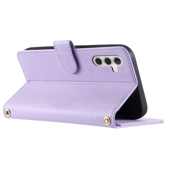Etui z klapką do Samsung Galaxy A55 5G, Rhombus Crossbody Leather, fioletowe