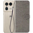 Etui z klapką do Motorola Edge 50 Ultra, Mandala, szare