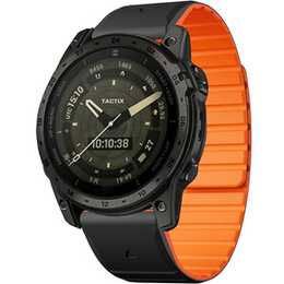Pasek Silikonowy QuickFit do Garmin Fenix 22mm, Czarny / Pomarańczowy
