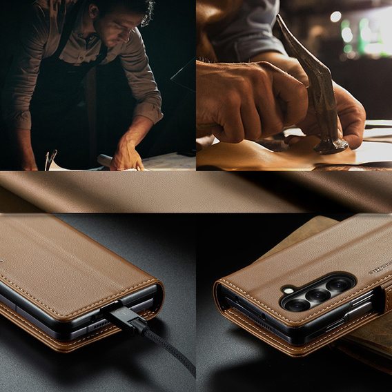 Etui z klapką CASEME Litchi Wallet do Samsung Galaxy Z Fold7 5G