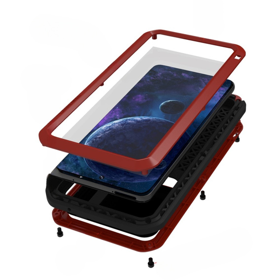 Etui Love Mei do Samsung Galaxy A52/A52s, pancerne ze szkłem, czerwone