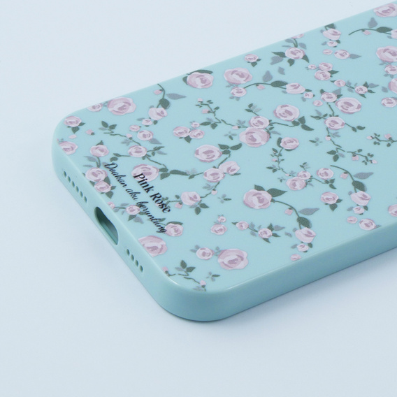 Etui cienkie do iPhone 13 Pro, Retro Flower, niebieskie