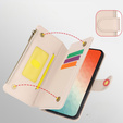 Etui z klapką do Samsung Galaxy S24, Wallet Zipper Pocket RFID, z paskiem na ramię, białe
