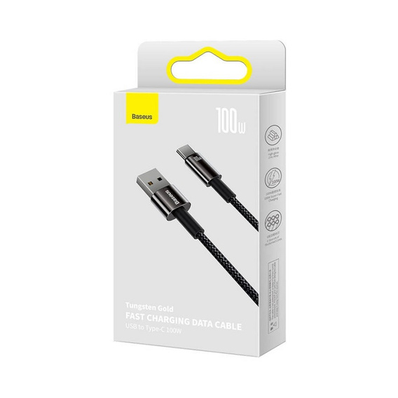 Baseus Tungsten kabel USB-A USB-C 1 m 100 W - Czarny