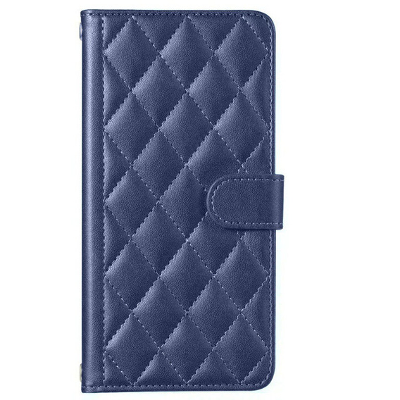 Etui z klapką do Motorola Moto G24 / G24 Power / G04, Rhombus Crossbody Leather, niebieskie