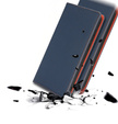 Etui z klapką do Samsung Galaxy S25 Edge, Litchi Skin Grain, granatowe