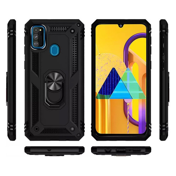 Etui pancerne do Samsung Galaxy M21, Nox Case Ring, czarne