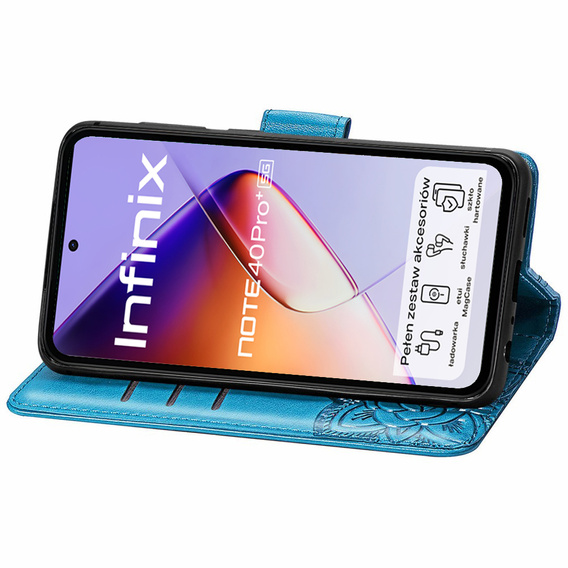 Etui z klapką do Infinix Note 40 Pro Plus, Mandala, niebieskie