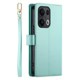 Etui z klapką do Oppo Reno 13 Pro 5G, Wallet Zipper Pocket, miętowe