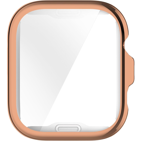 2w1 Etui silikonowe z osłoną ekranu do Huawei Watch Fit 4 Pro – lekka ochrona wyświetlacza i boków - różowo-złoty