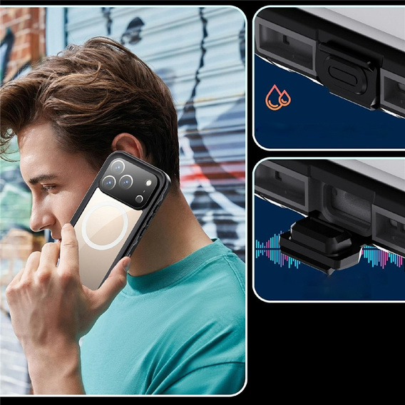 Etui do iPhone 17 Pro, Wodoodporne IP68, SHELLBOX MagSafe, czarne