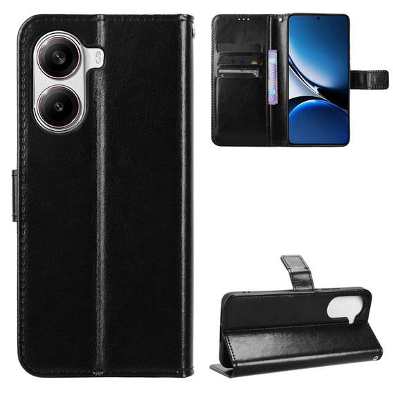 Etui z klapką do Xiaomi Poco X7 Pro 5G, Crazy Horse Wallet, czarne