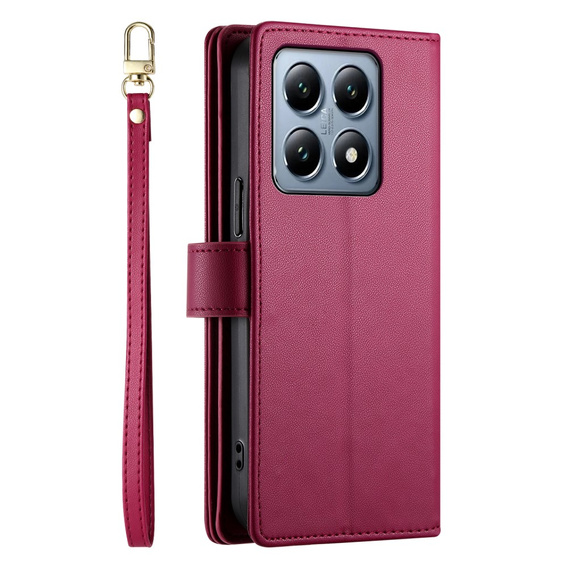 Etui z klapką do Xiaomi 14T Pro, Wallet Zipper Pocket, czerwone
