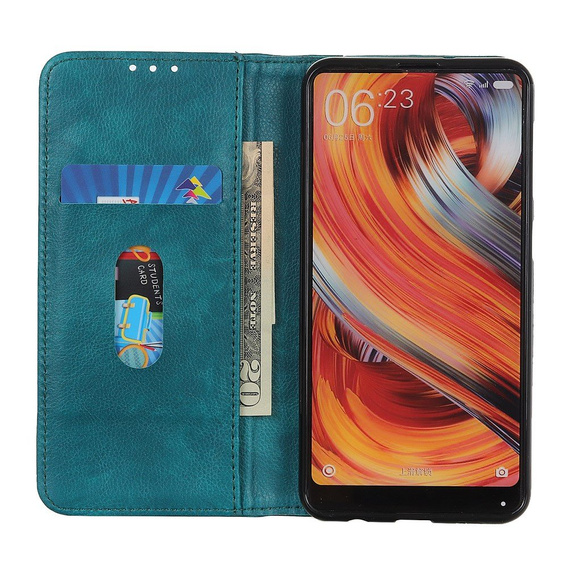 Etui do Xiaomi Redmi Note 9, Wallet Litchi Leather, zielone