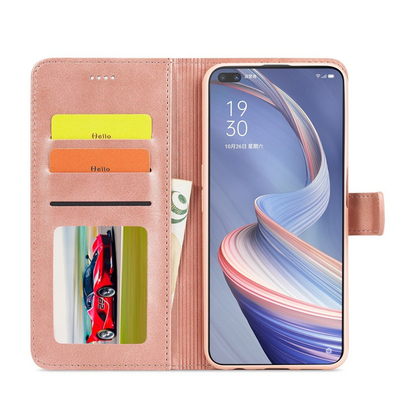 Etui z klapką do Oppo Reno 4 Z 5G, LC.IMEEKE, różowe rose gold