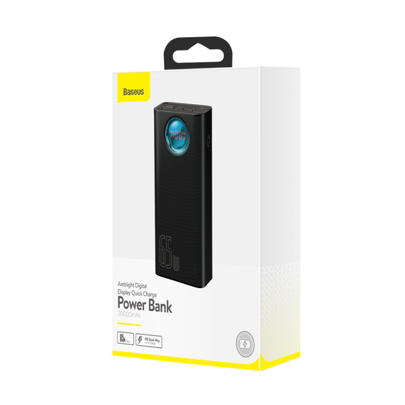 Powerbank Baseus 65W Ultra Fast 30000mAh z wyświetlaczem LED – Czarny