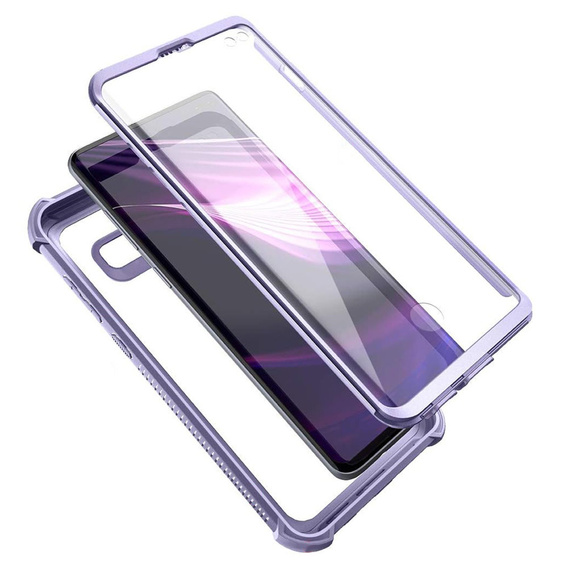 Etui do Samsung Galaxy S10 Plus, Dexnor Full Body Rugged, przezroczyste / fioletowe
