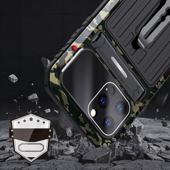 Etui pancerne do iPhone 14 Pro, Metal Hybrid, kamuflaż