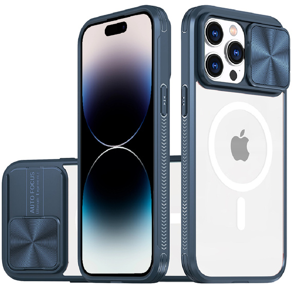 Etui do iPhone 14 Pro Max, Slide Camera Magsafe, niebieskie