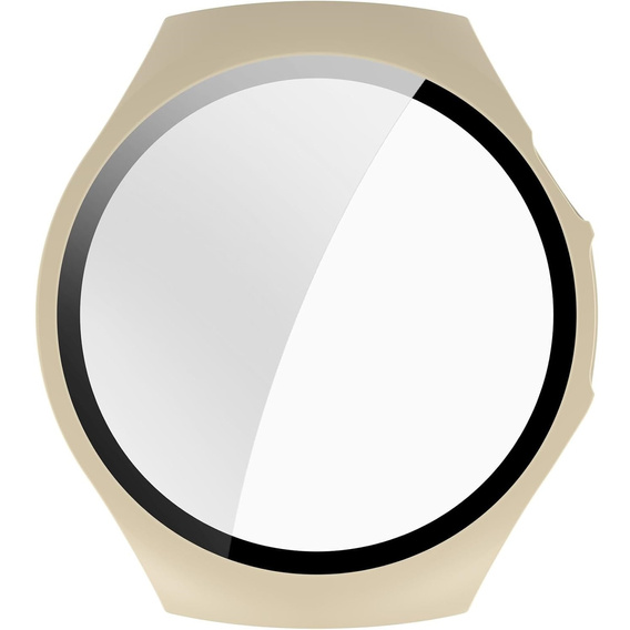2w1 Etui z twardą ramką i szkłem hartowanym do Huawei Watch 5 42mm - beżowe