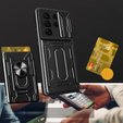 Etui z podstawką i przesuwaną osłoną aparatu do Samsung Galaxy S25 Ultra – czarne