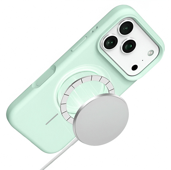 Etui silikonowe do iPhone 17 Pro, do MagSafe, antywstrząsowe, zielone