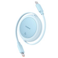 Baseus Free2Pull Mini – zwijany kabel USB-C 60W 1m - niebieski