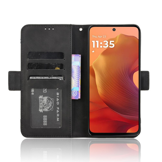 Etui z klapką do Motorola Moto G15 / Motorola Moto G15 Power, Card Slot, czarne