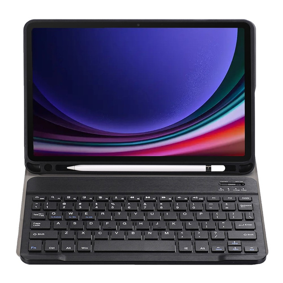 Etui z klawiaturą do Samsung Galaxy Tab S9, Leather Pen Slot, czarne