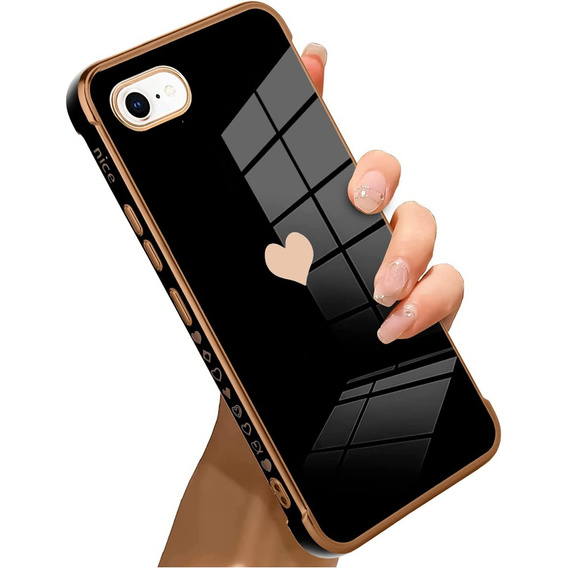Zestaw Etui do iPhone 7/8/SE 2020/SE 2022, Electro heart, Czarne + Szkło