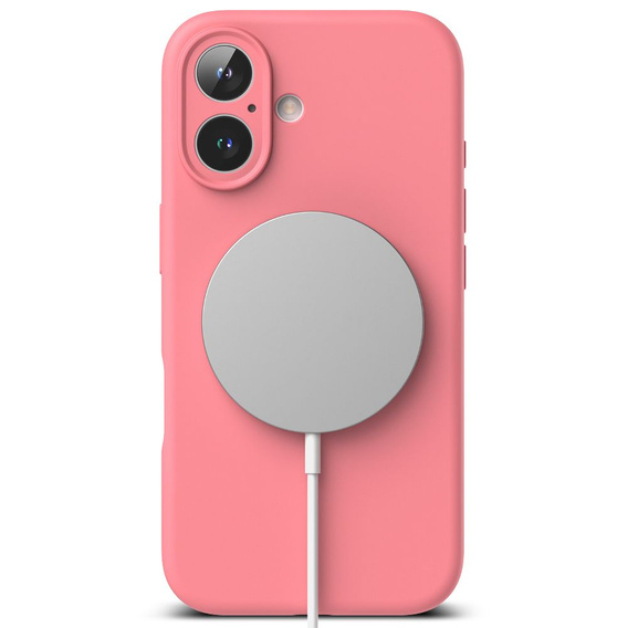 Etui Ringke do iPhone 16, Silicone MagSafe, różowe + Szkło Hartowane 9H